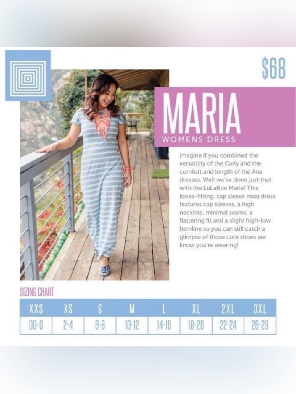 LuLaRoe Maria- Maxi Dress in Gray with flower and checkered accents - Picture 2 of 2